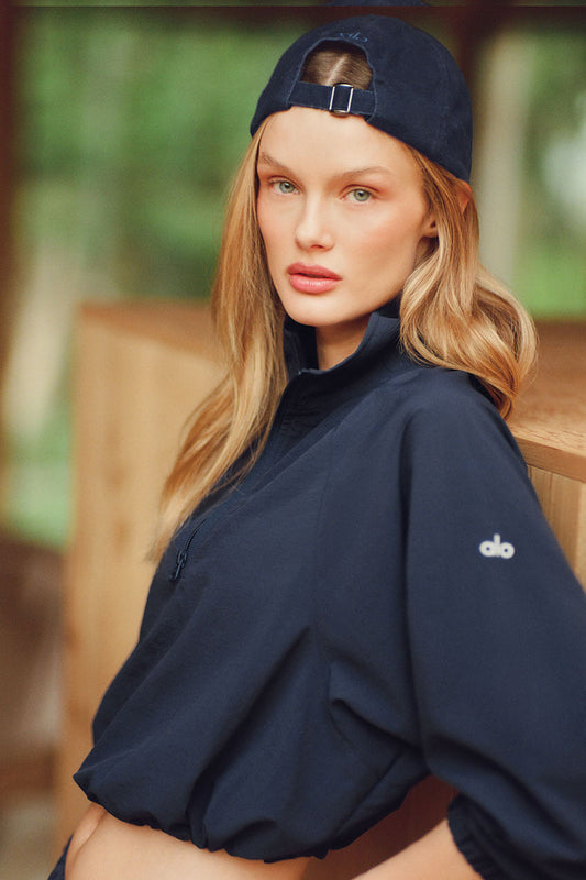 Cropped 1/4 Zip Alumni Pullover - Navy