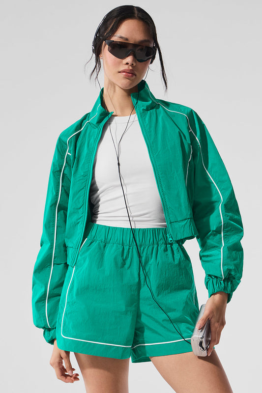 Motivate Full-Zip Track Jacket - Spruce Green/White