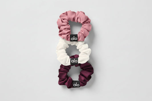 Fresh Mini Scrunchie (3-Pack) - Burgundy/Pink Wild Rose/Ivory